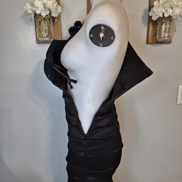 Betsy & Adam Sequin Top/Bow One Shoulder Mermaid Formal Gown - Picture 9 of 12